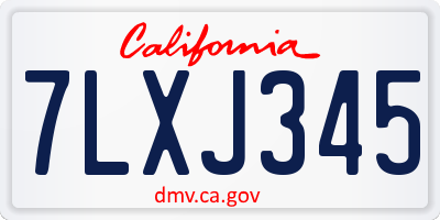 CA license plate 7LXJ345