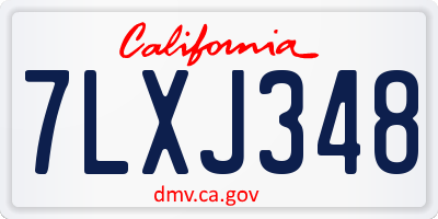 CA license plate 7LXJ348