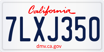 CA license plate 7LXJ350