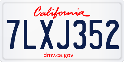 CA license plate 7LXJ352