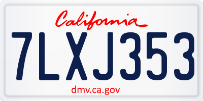 CA license plate 7LXJ353