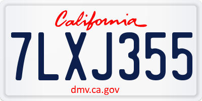 CA license plate 7LXJ355