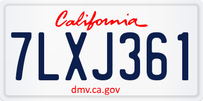 CA license plate 7LXJ361