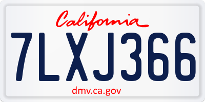 CA license plate 7LXJ366