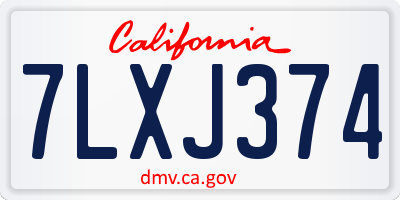 CA license plate 7LXJ374