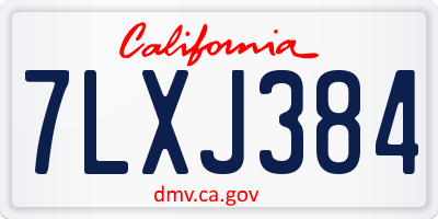 CA license plate 7LXJ384