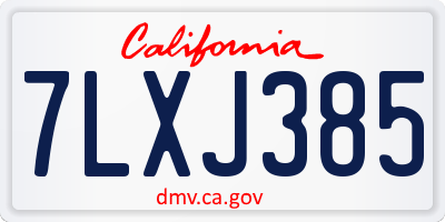 CA license plate 7LXJ385