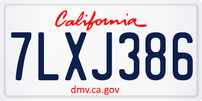 CA license plate 7LXJ386