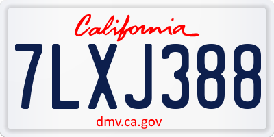CA license plate 7LXJ388
