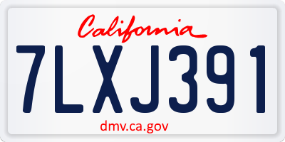 CA license plate 7LXJ391