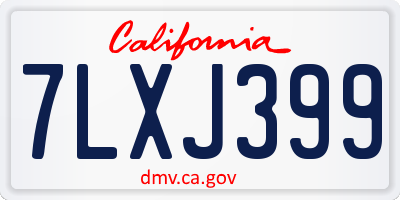 CA license plate 7LXJ399