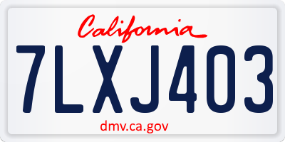 CA license plate 7LXJ403