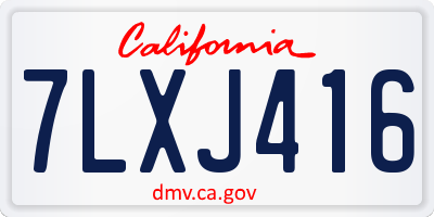 CA license plate 7LXJ416