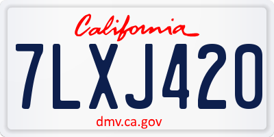 CA license plate 7LXJ420