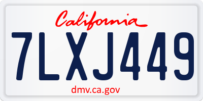 CA license plate 7LXJ449