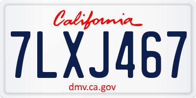 CA license plate 7LXJ467