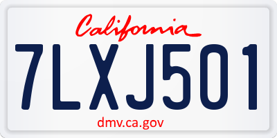CA license plate 7LXJ501