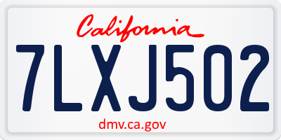 CA license plate 7LXJ502