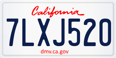 CA license plate 7LXJ520