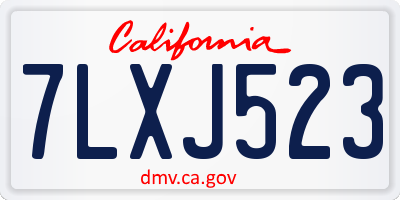 CA license plate 7LXJ523