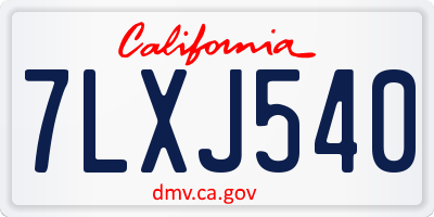 CA license plate 7LXJ540