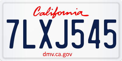 CA license plate 7LXJ545