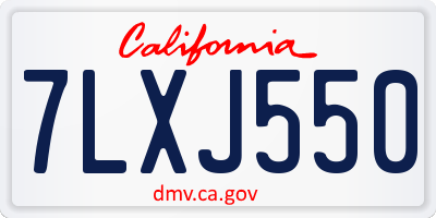 CA license plate 7LXJ550