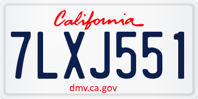 CA license plate 7LXJ551