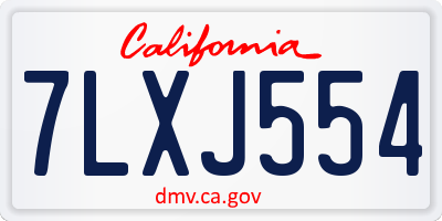 CA license plate 7LXJ554