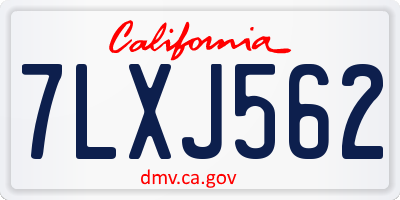 CA license plate 7LXJ562