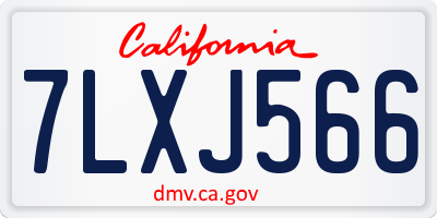 CA license plate 7LXJ566