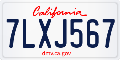 CA license plate 7LXJ567