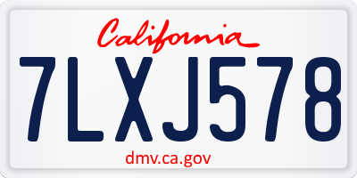 CA license plate 7LXJ578