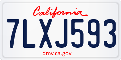 CA license plate 7LXJ593