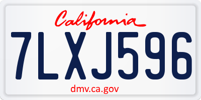 CA license plate 7LXJ596