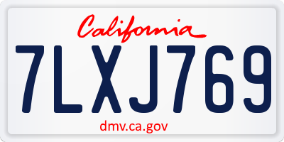 CA license plate 7LXJ769