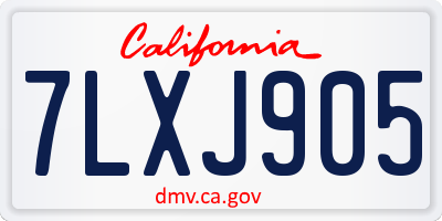 CA license plate 7LXJ905