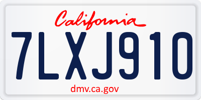 CA license plate 7LXJ910