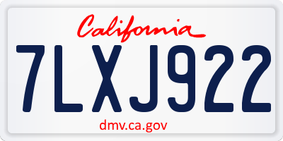 CA license plate 7LXJ922