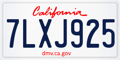 CA license plate 7LXJ925