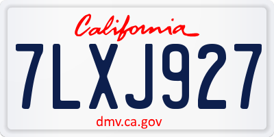 CA license plate 7LXJ927