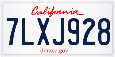 CA license plate 7LXJ928