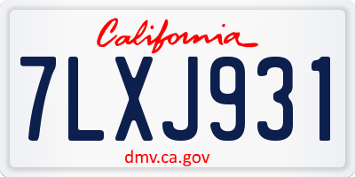 CA license plate 7LXJ931
