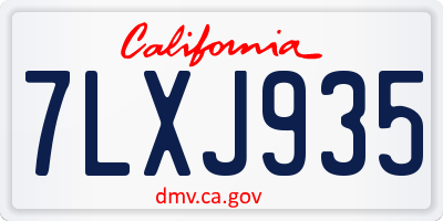 CA license plate 7LXJ935