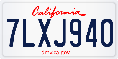 CA license plate 7LXJ940