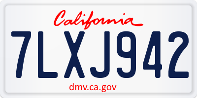 CA license plate 7LXJ942
