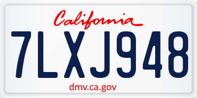 CA license plate 7LXJ948