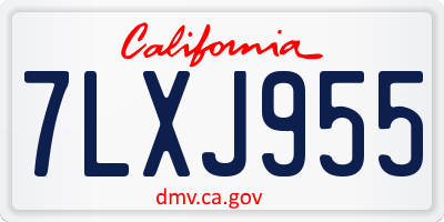 CA license plate 7LXJ955