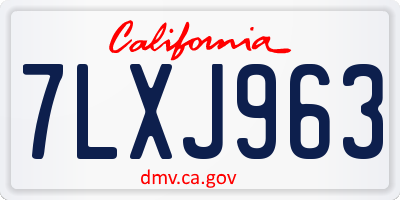 CA license plate 7LXJ963