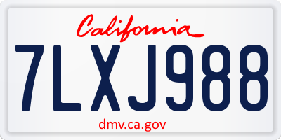 CA license plate 7LXJ988